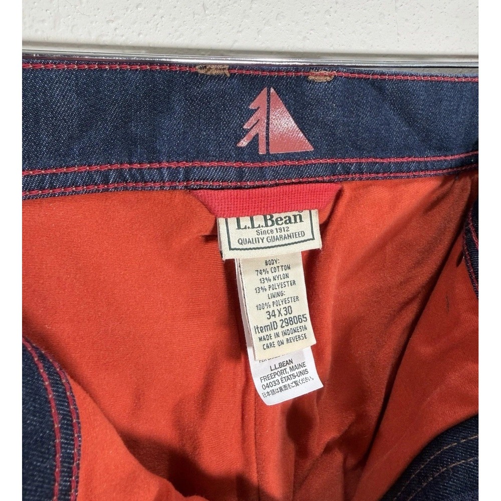 LL Bean Jeans Mens Flannel Lined Dark Wash Denim Sz 34 x 30 Classic Outdoors - Picture 2 of 7